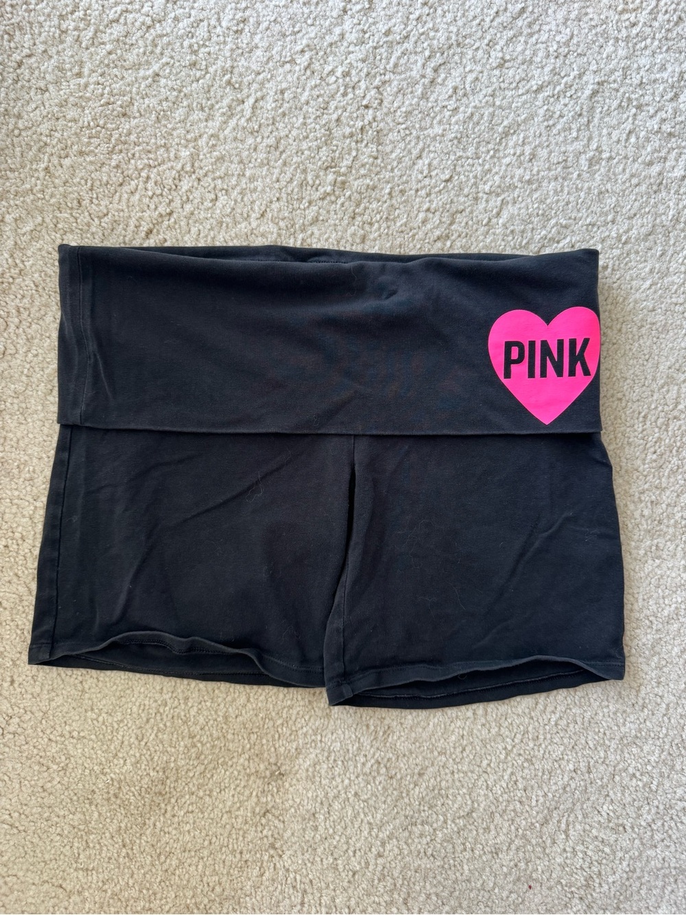 PINK Victoria's Secret Black Shorts with Pink Heart Logo